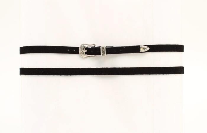 M And F Western Suede Buckle Hatband Black