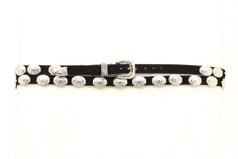 M And F Western Concho Suede Buckled Hatband Black