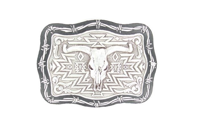 Crumrine Vintage Steer Skull Barbwire Buckle