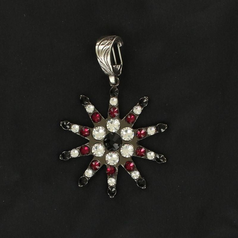 Western Charm Spur Rowel PendantBk/Wh
