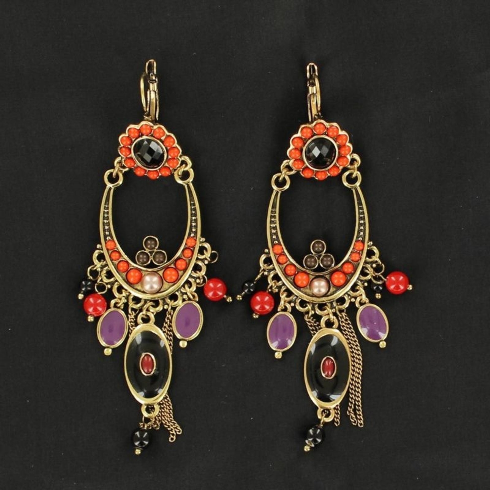 Blazin Roxx Flower Chandelier EarringsBlack Red