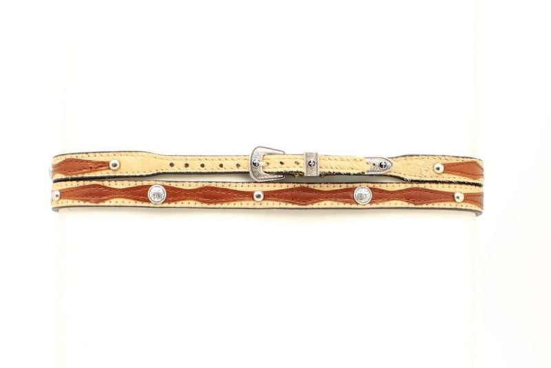 M And F Western Cow Hair Cross Concho Hatband Br