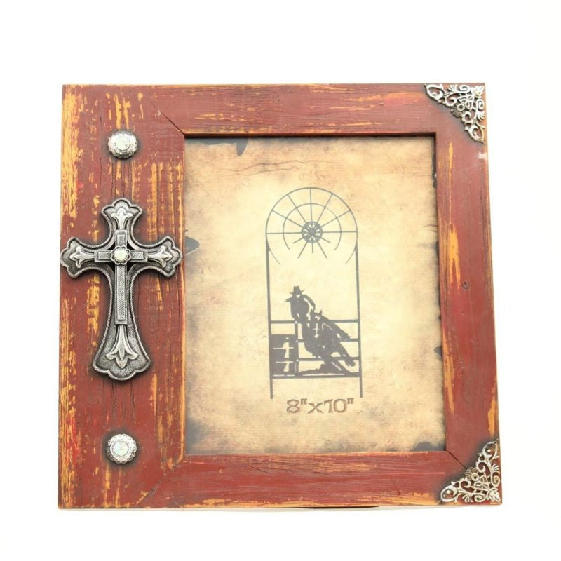 Western Moments Cross/Wood Photo FrameBrown