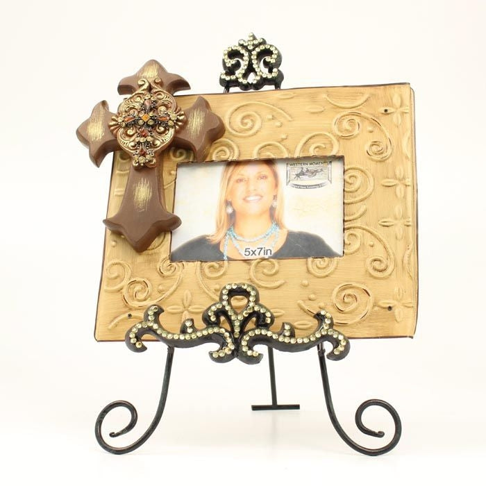 Western Moments Cross Frame With EaselBrown