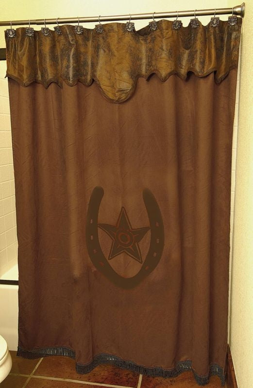 Western Moments Star/Horseshoe Shower CurtainBrn