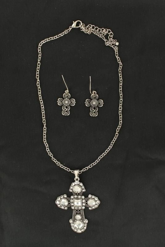 Blazin Roxx Chain With Cross PendantClear Black