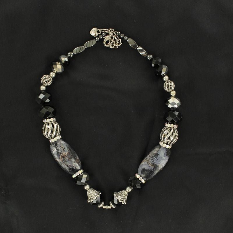 Western Charm Beaded Mix N Match NecklaceBk/Wh