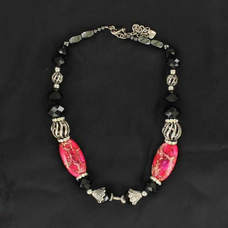 Western Charm Beaded Mix N Match NecklaceBk/Wh