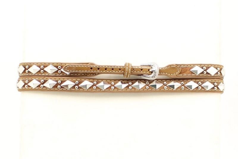 M And F Western Diamond Concho Hatband Med Brown