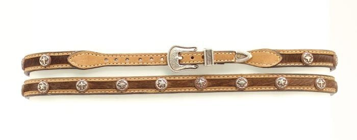 M-F Western Hair And Center Star Concho Hatband Br