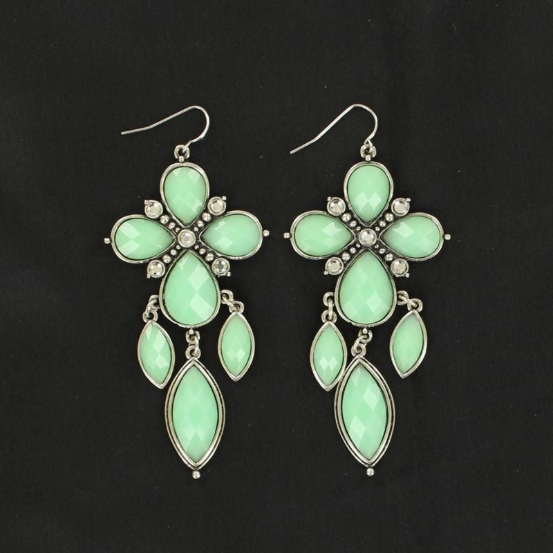 Blazin Roxx Cross Chandelier Earrings Mint