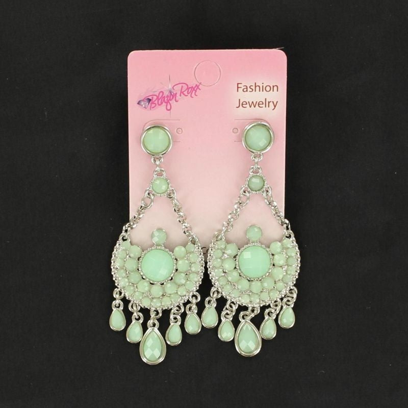 Blazin Roxx Tear Drop Chandelier EarringsBk/Wh