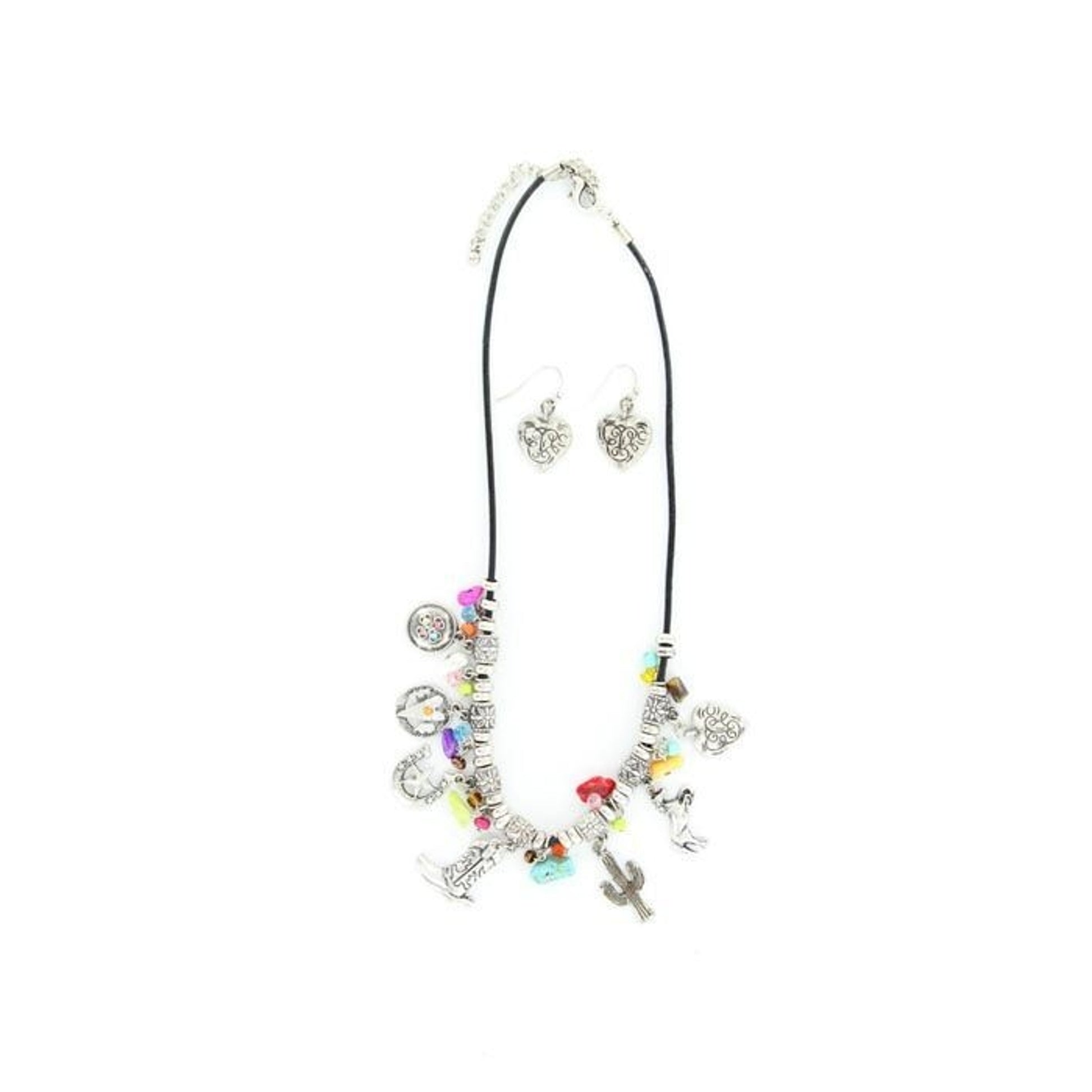 Blazin Roxx Western Charms Necklace SetBk/Wh