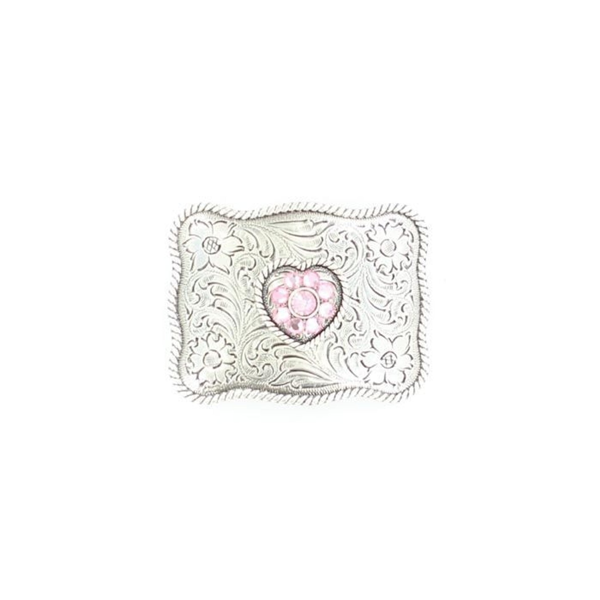 Nocona Youth Rect Crystal Heart Buckle