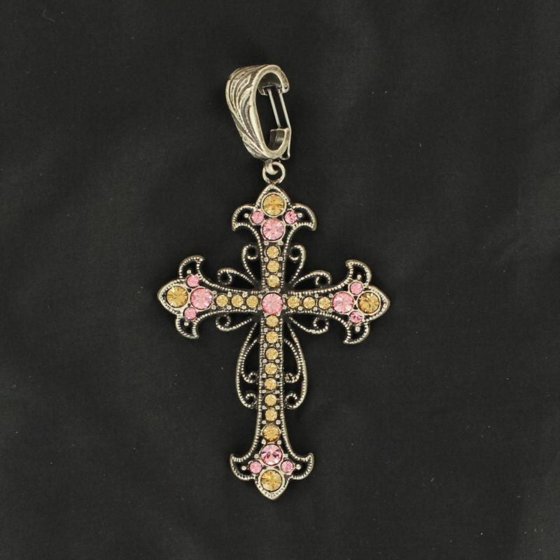 Western Charm Cross PendantBk/Wh
