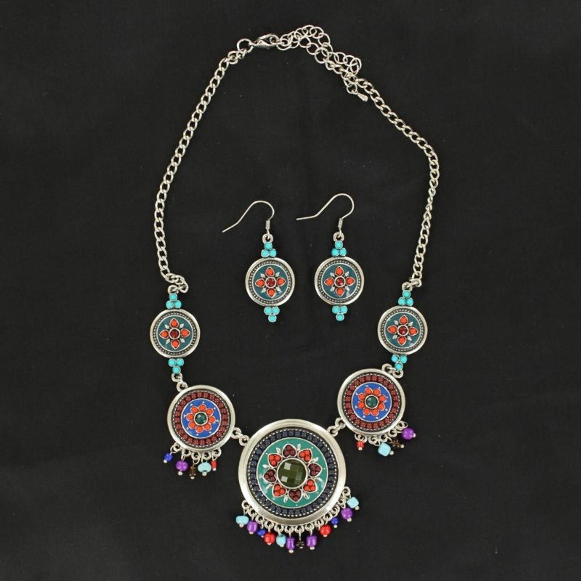 Blazin Roxx Colorful Concho Necklace SetRed Turqu