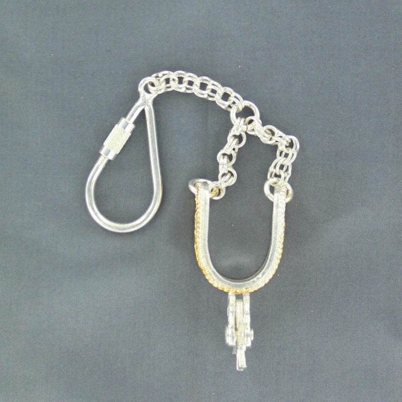 M And F Western Fancy Spur Key RingBk/Wh