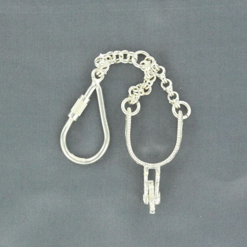 M And F Western Fancy Spur Key RingBk/Wh