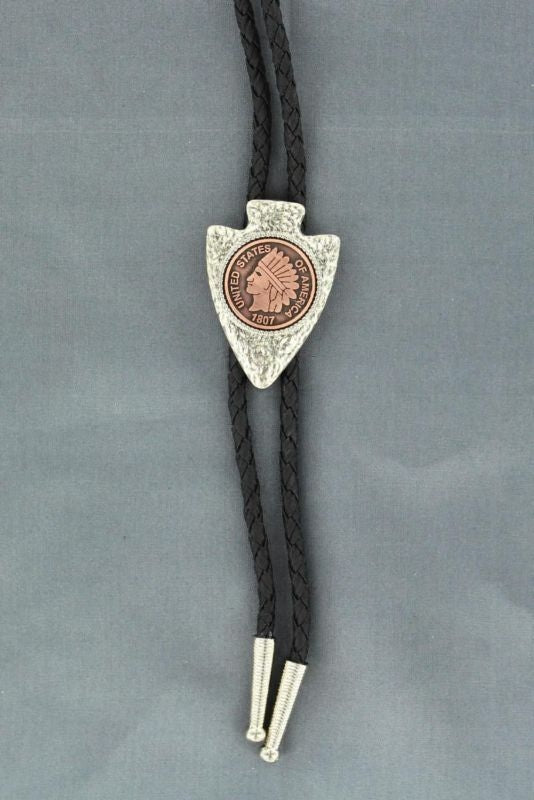 Double S Arrowhead Bolo Tie Silver