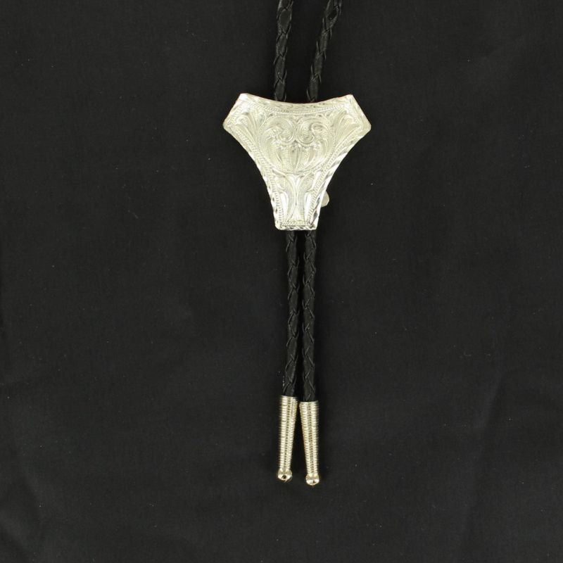 Double S Triangle Bolo Tie Silver