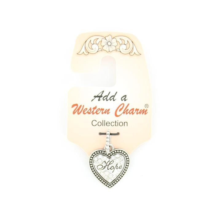 Western Charm Heart/Hope CharmBk/Wh