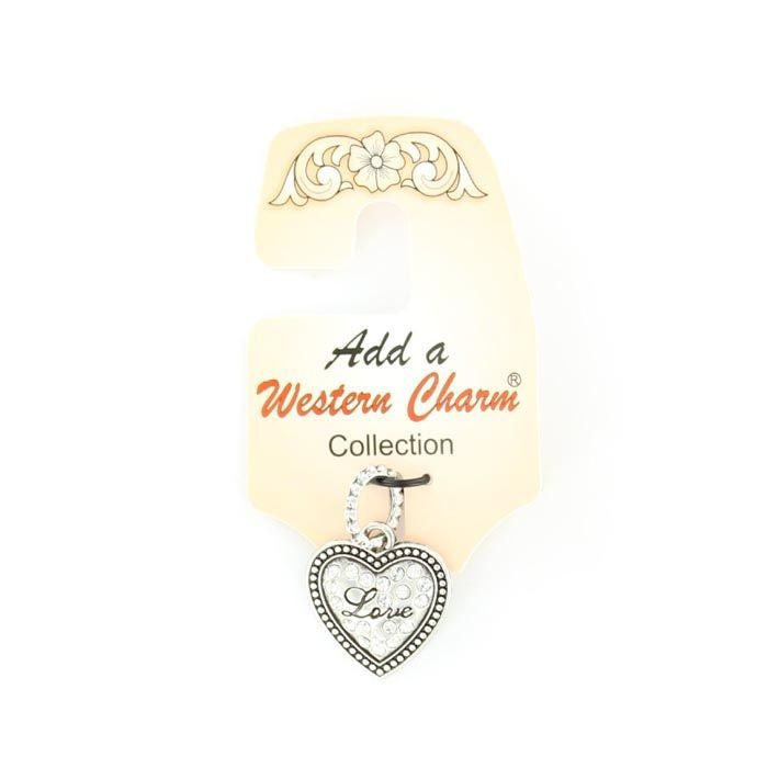 Western Charm Heart/Love CharmBk/Wh