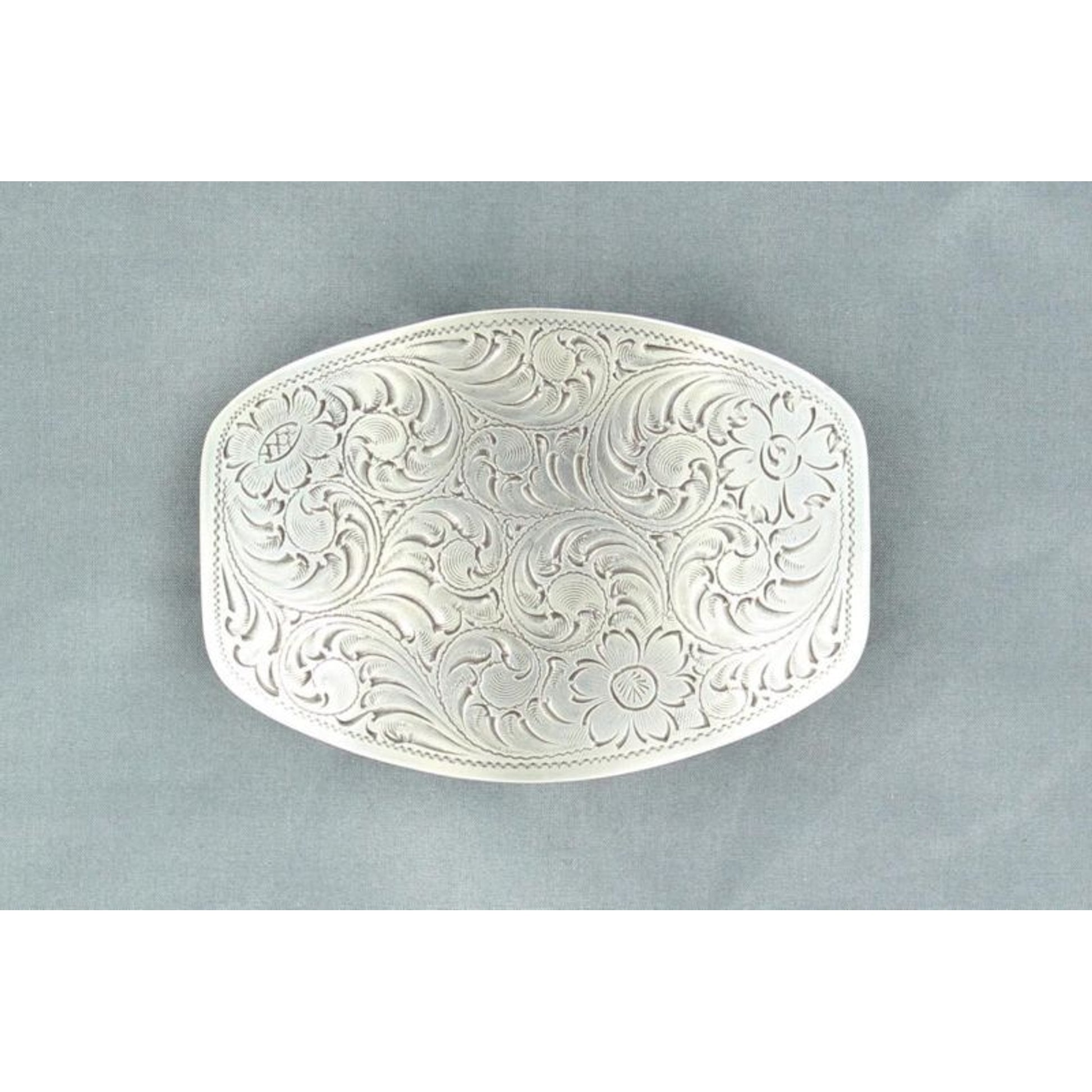 Nocona Rec Floral Smith Edge Buckle Silver Plated