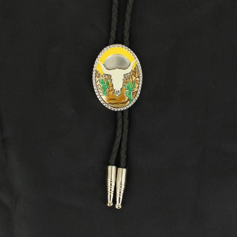 Double S Painted Longhorn Skull Bolo
