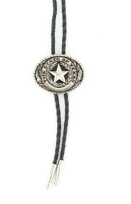 Double S Texas Seal Bolo Silver Plated Black