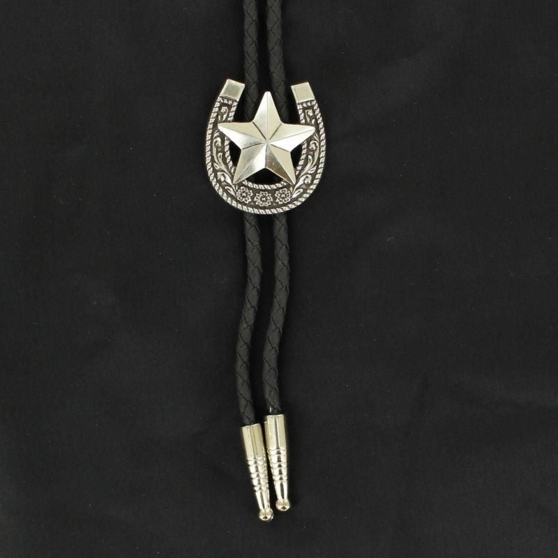 Double S Horseshoe/Star Bolo Silver/Black