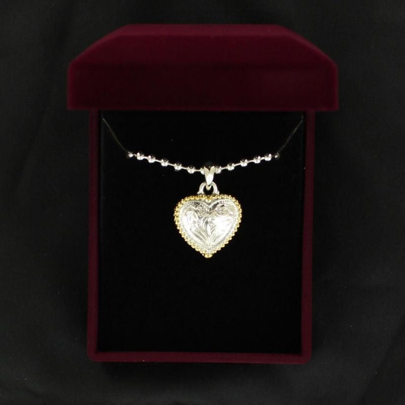 Lightning Ridge Heart Bead Edge NecklaceBk/Wh