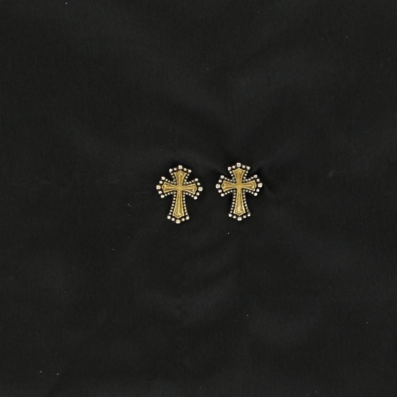 Lightning Ridge Bead Cross EarringsBk/Wh