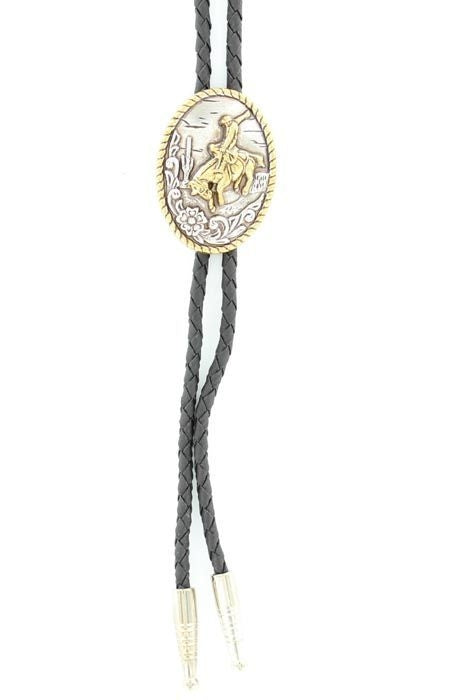 Double S Bucking Horse Oval Bolo