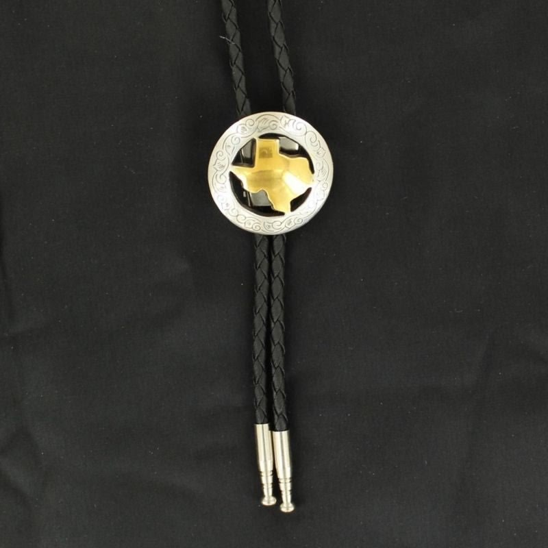Double S State Of Texas Bolo Silver Gold Plated