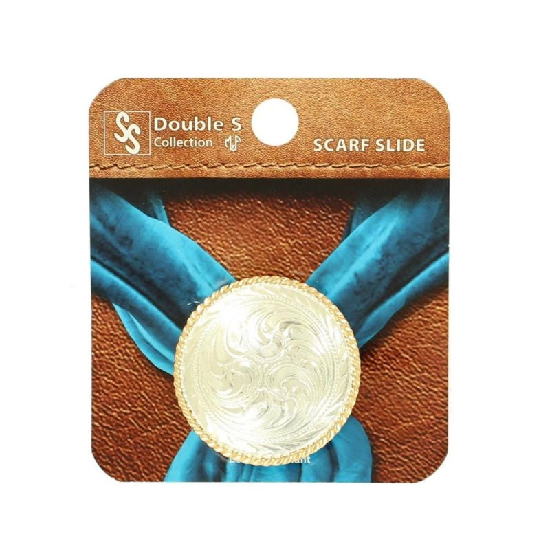 M-F Western Rope Edge Concho Scarf Slide Silv/Gold