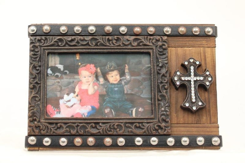 Western Moments Crystal Cross Photo FrameTn