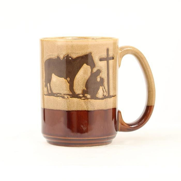Western Moments Cowboy Prayer Coffee MugTan Brown