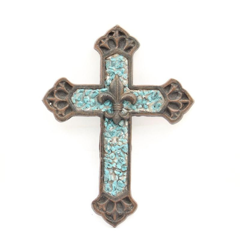 Western Moments Cast Iron Wall CrossTurquoise