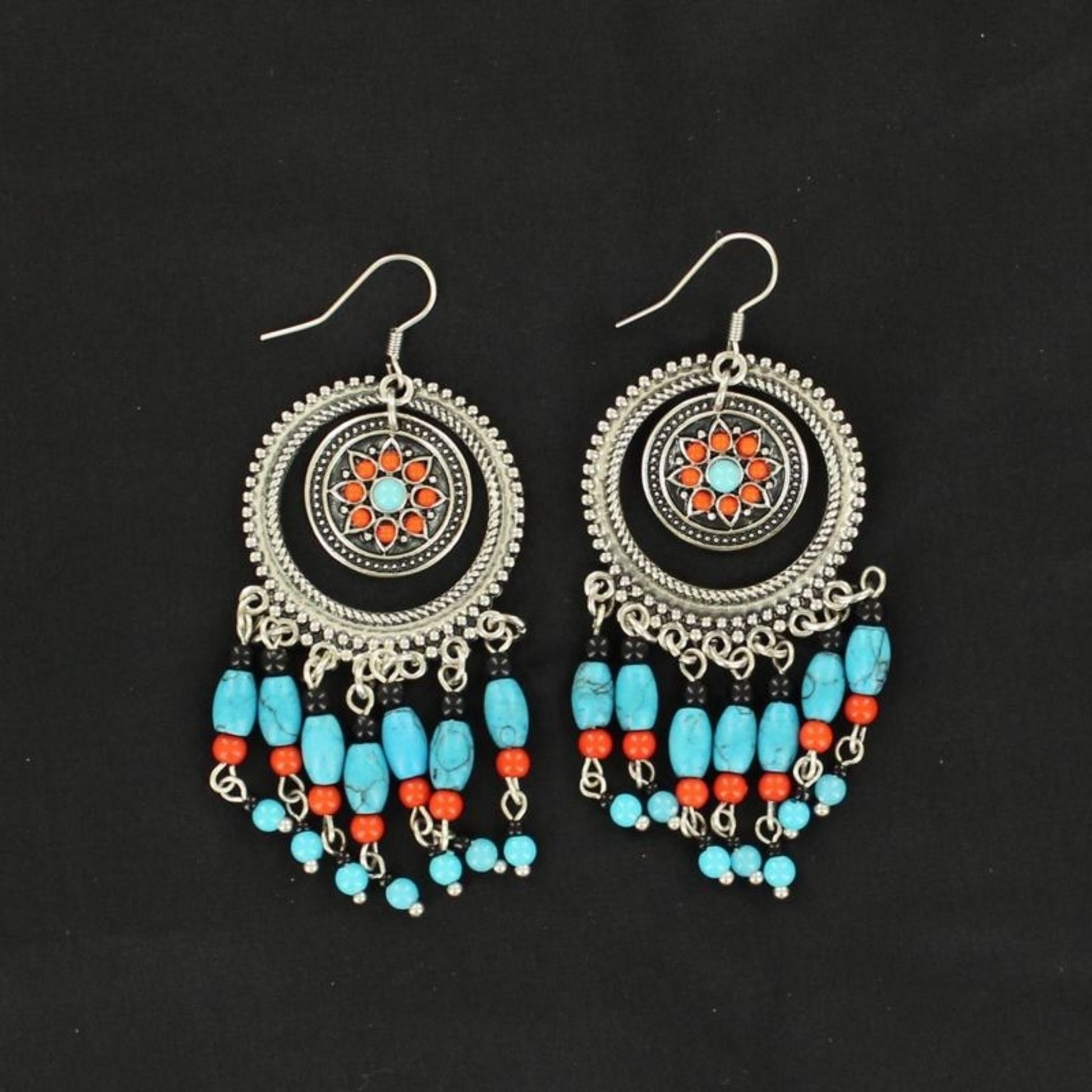 Blazin Roxx Concho Drop EarringsTurquoise Red