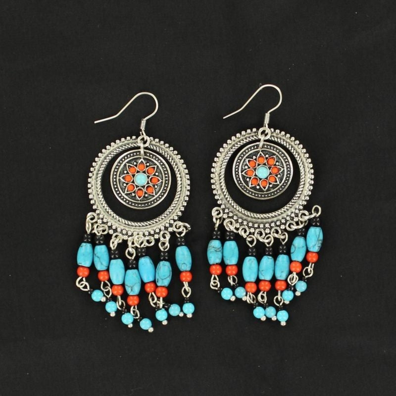 Blazin Roxx Concho Drop EarringsTurquoise Red