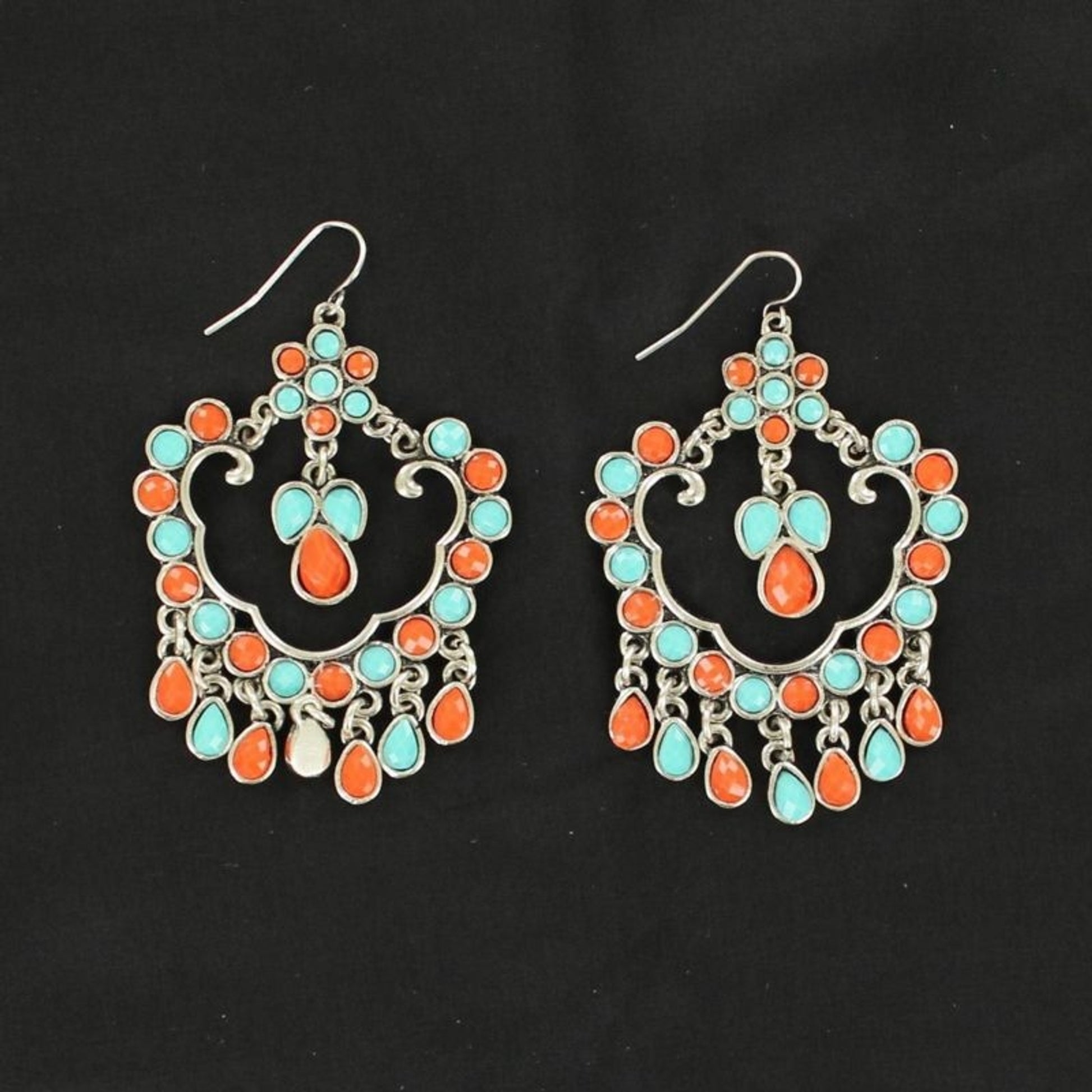 Blazin Roxx Stone Chandelier EarringsBk/Wh