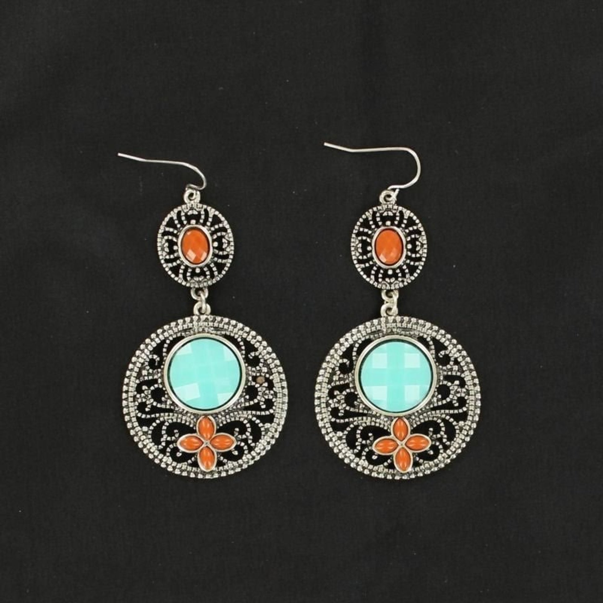 Blazin Roxx Drop Stone EarringsTurquoise Red