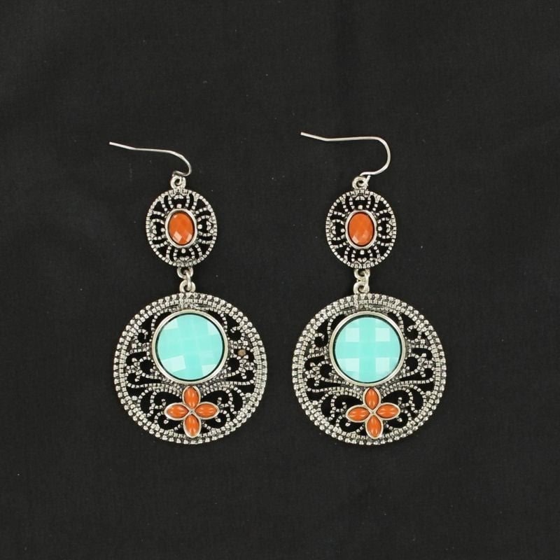 Blazin Roxx Drop Stone EarringsTurquoise Red