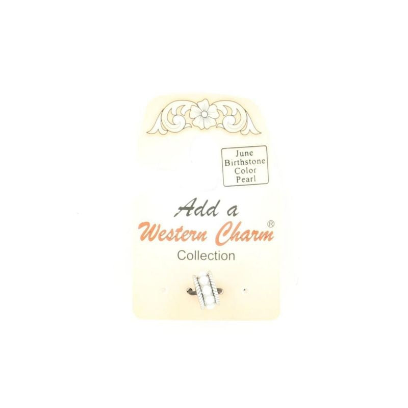Western Charm Birthstone Charm SpacerBk/Wh