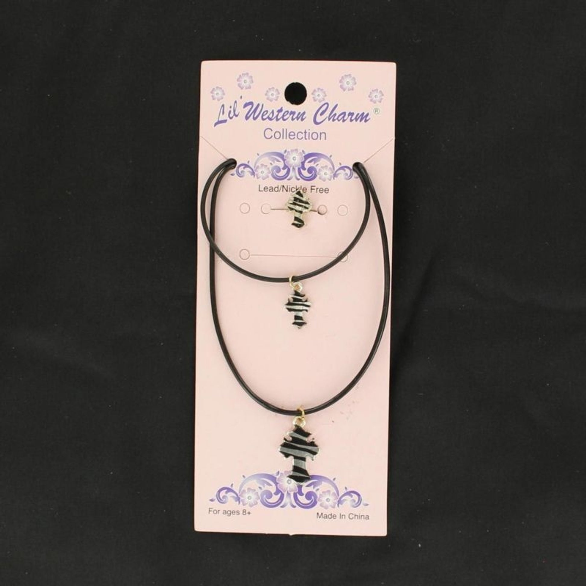 Blazin Roxx Little Girls Cross Charm SetBk/Wh