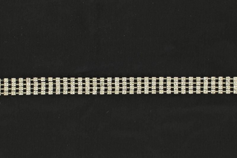 M And F Western Four Row Rhinestone Hatband