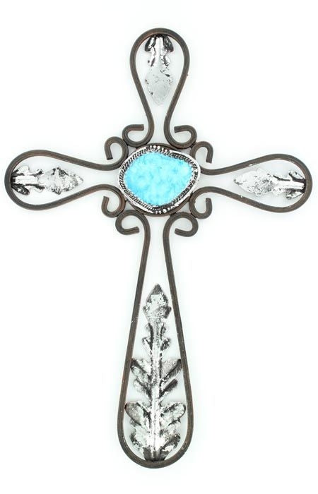 Western Moments Metal Cross With Stone