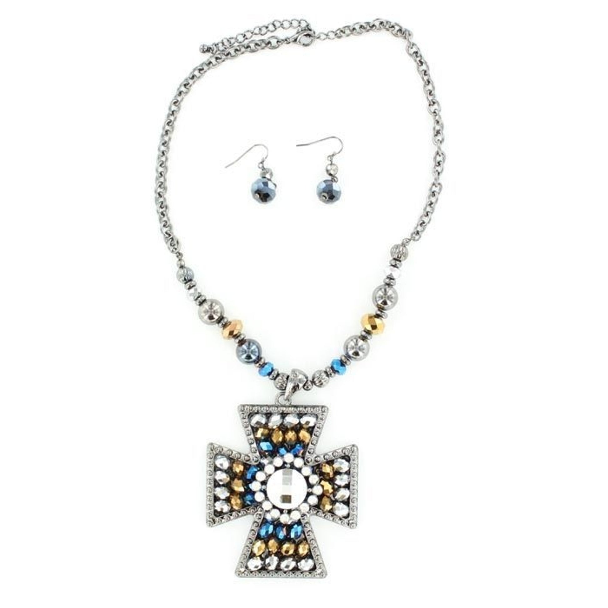 Blazin Roxx Diamond Maltese Cross Necklace Set