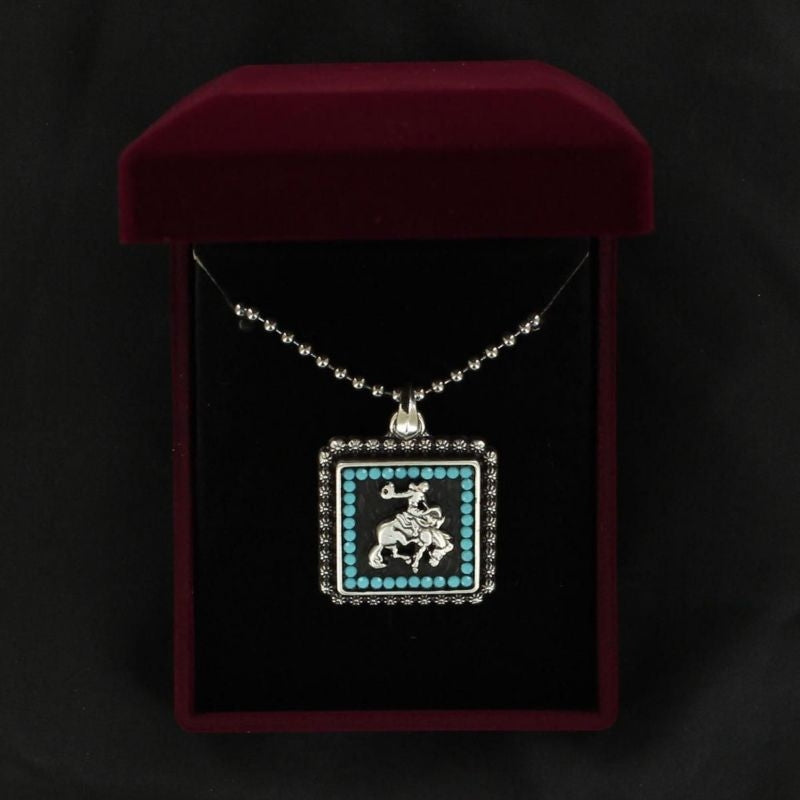 Lightning Ridge Vintae Saddle Bronco NecklaceBk/Wh