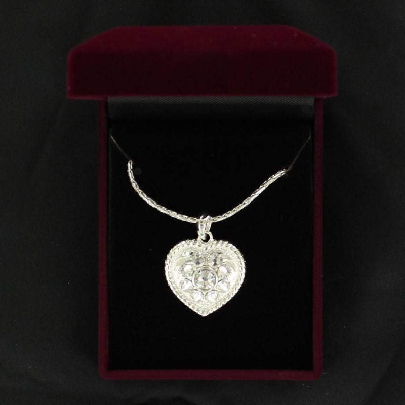 Lightning Ridge Crystal Heart NecklaceBk/Wh